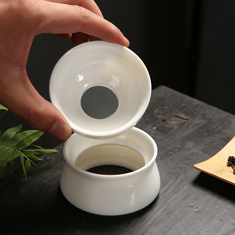 Filter Tea instrumental mesh gauze ultra-fine ceramic Deed white porcelain goat fat jade Large number brief retro home Gongfu tea accessories