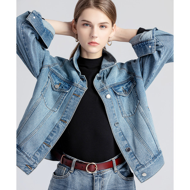 Denim jacket women's 2024 spring new ins trendy loose Korean version European casual short versatile jacket top