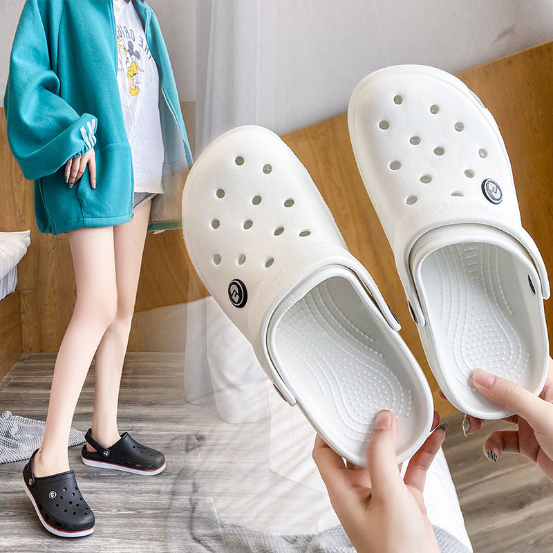Couple Dongle Shoes Women Baotou Slippers Non-slip Sandals Sandals Shoes Big Head Outside Wearing Beach Shoes Thick Bottom Pregnant Woman Nurse Soft Bottom