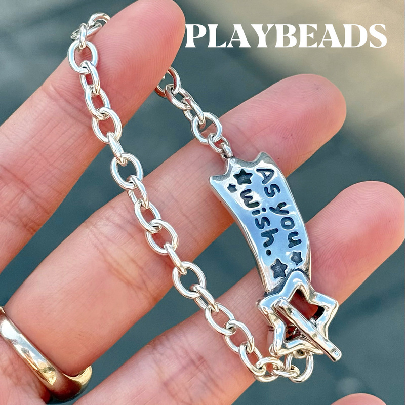 Playbeads Original Design S925 Sterling Silver "As You Wish" Meteor Wishing Ot Clasp Vintage Bracelet Playbeads Original Design S925 Sterling Silver "As You Wish" Meteor Wishing Ot Clasp Vintage Bracelet