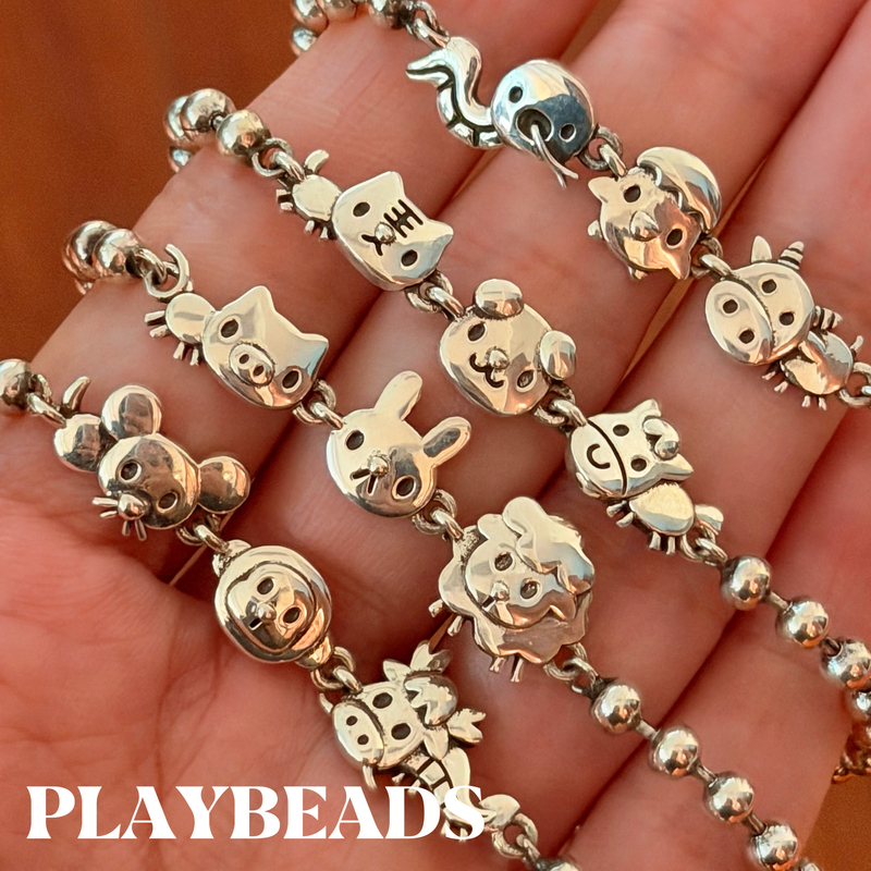 Playbeads Exclusive Three-In-One Zodiac S925 Vintage Round Bead Chain Friendship Couple Versatile Good Luck Bracelet