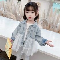 Girls denim coat spring and autumn 2021 new tide net red foreign gas children Korean version of female baby fashion coat