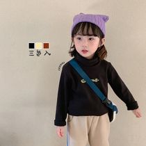 Girls long sleeve t-shirt 2020 new foreign style Korean version of high collar fashion 3 children's pullover net red coat bottoming shirt