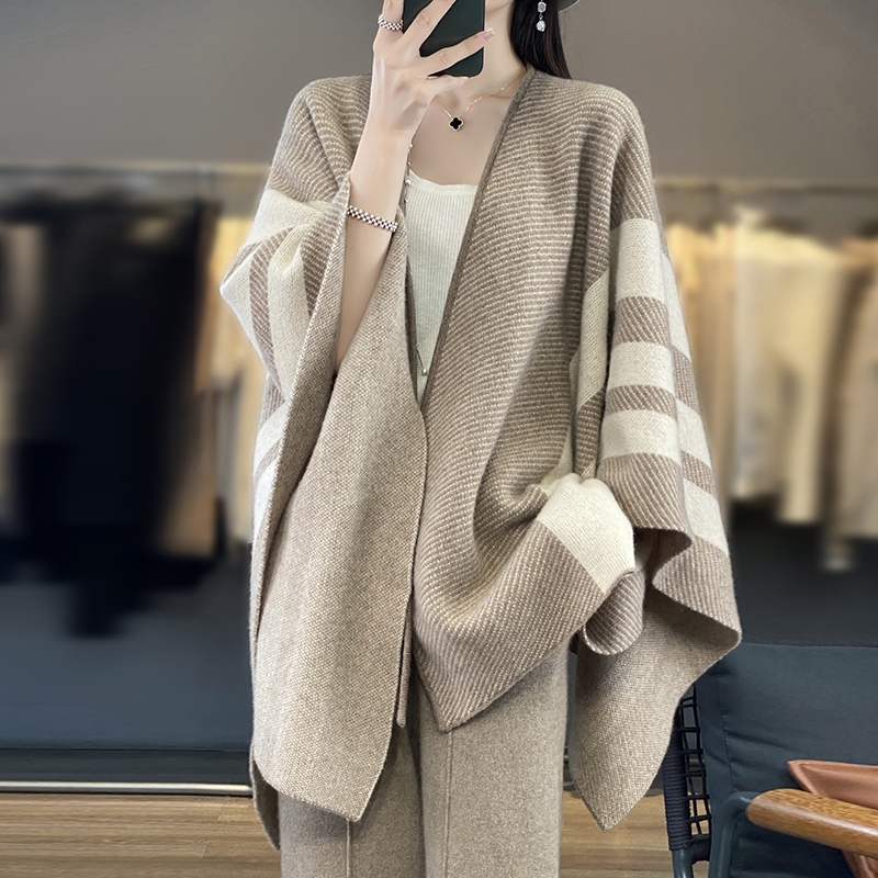 Clearance Sale: Hot Item Autumn/Winter Wool Large Shawl Scarf, Color-Block Vintage Style Cashmere Cape