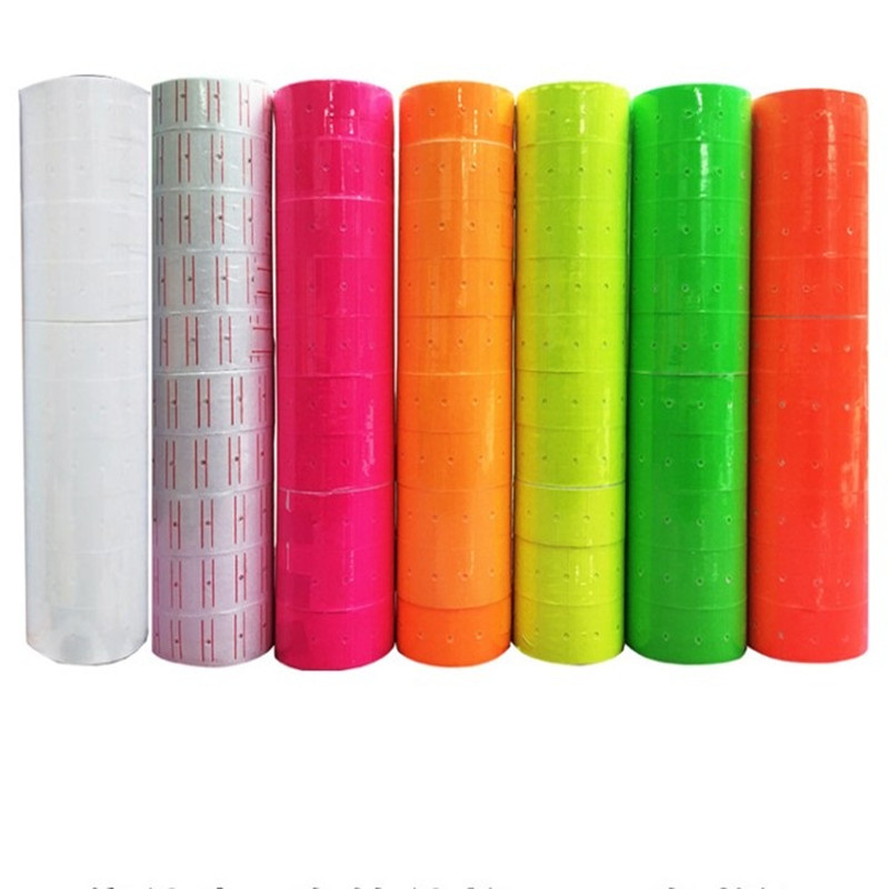 10 rolls of price label coding machine White price paper coding paper Label price label price paper Commodity supermarket sticker single row engraving label price color paper
