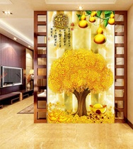 Chinese 3D three-dimensional background wall paper 8D Entrance aisle corridor mural 5D cash cow wall cloth Lucky treasure