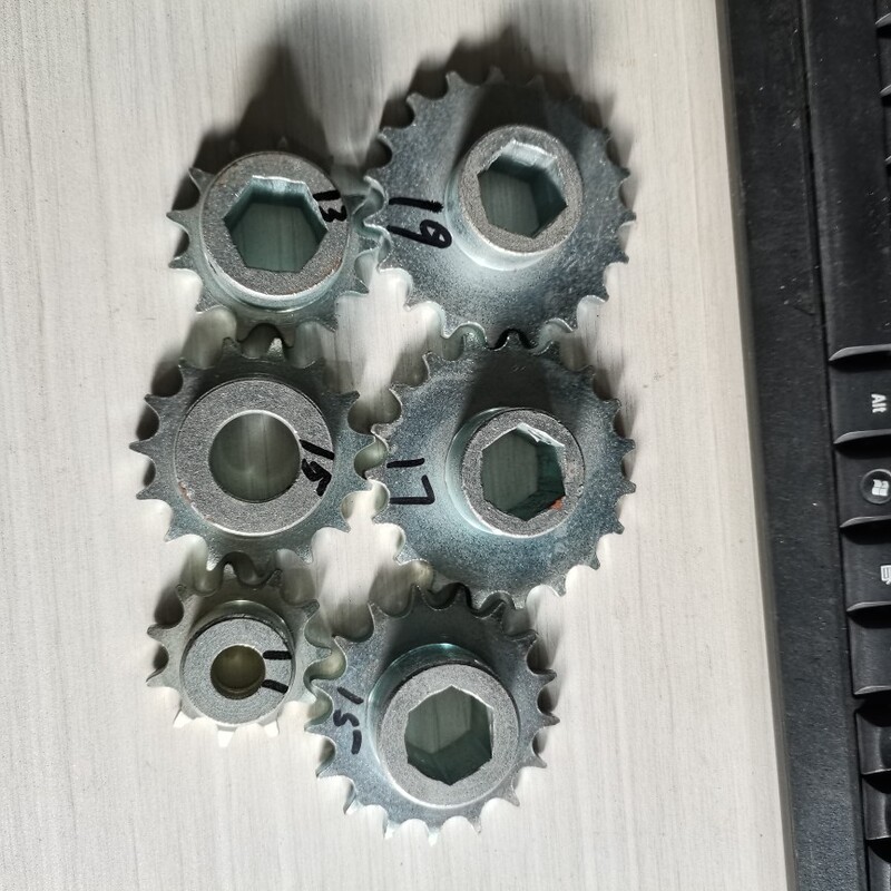 Konda No-Till Machine Gear Sprocket, Four-Section Sprocket, Inner 22 Hexagonal, 11 Teeth, 13 Teeth, 15 Teeth, 17 Teeth, 19 Teeth, 23 Teeth