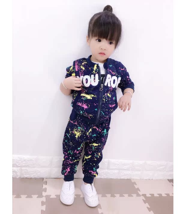 Quần áo trẻ em nam và nữ thể thao phù hợp với mùa xuân 2019 mới nước ngoài đồng phục bóng chày trẻ em quần áo nữ hai mảnh quan ao tre em