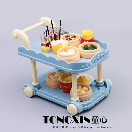 Милый семейный кукольный домик, маленькая игра с едой, тележка, вагон-ресторан, модель автомобиля, фигурка, игрушка