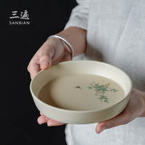 Ash pot dry bubble plate hand-made ceramic small tea plate dry bubble table tea table tea table tea table tea pot pad tea ceremony accessories