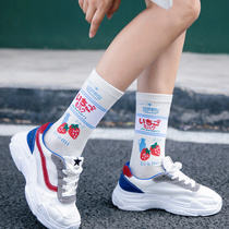  ulzzang stockings Korean ins tide socks skateboard socks fresh strawberry cotton socks student girl college style