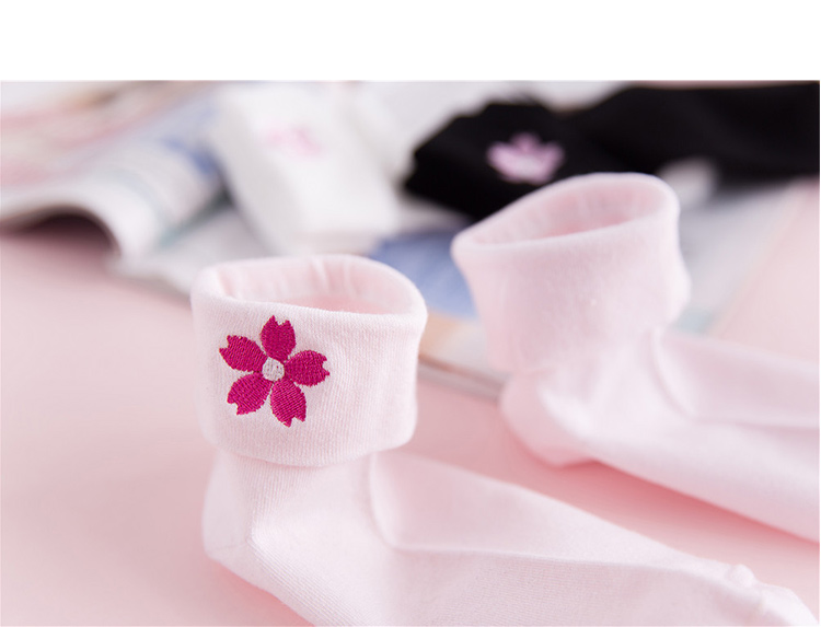 Hoa anh đào Nhật Bản thêu hoa mùa xuân và mùa hè vớ cotton trong vớ cô gái quần áo khô dễ thương ngọt ngào - Vớ bông vớ bông