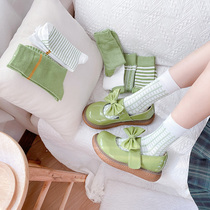 The mix of green gaggle ~ day series JK midbarrel cotton socks uniform Teenage Bull oil fruit 100 hitch students High Help pure cotton Four Seasons