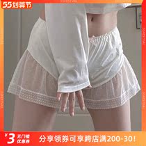 The fairy is floating in the air). Day Department Summer sweetness adolescent girls skin-skiny elastic safety pants not fried pleated lace lace