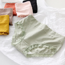 Minimalist Comfort Day Ensemble Spring Summer New Full Cotton Mid-Waist Underpants Antibacterial casings lace No-scratched female Triangle pants