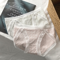 Really super good wearing day series Summer high opening fork lace mid low waist girl pure cotton triangular underwear student