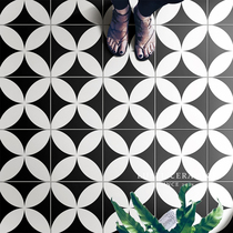 Six Bay Cantonese Black Flower Brick Ground Floor Kitchen Toilet Balcony Floor Brick Anti Slip Nordic Wall Brick Full Porcelain