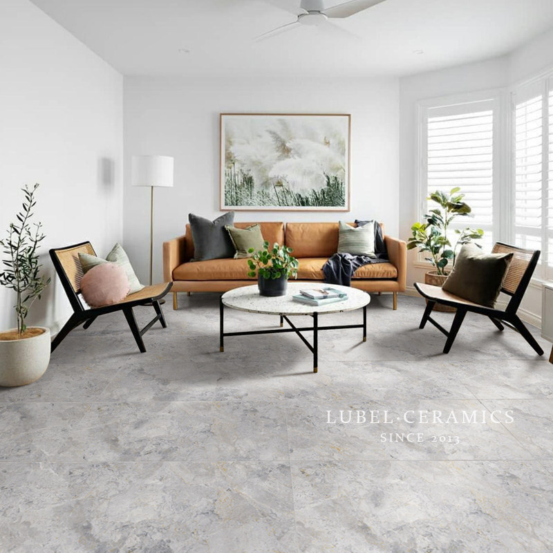 Six Bay High-end Soft Light Tile Living Room Through Body Marble Floor Tiles Home Floor Brick Grey Wall Brick Characteristics