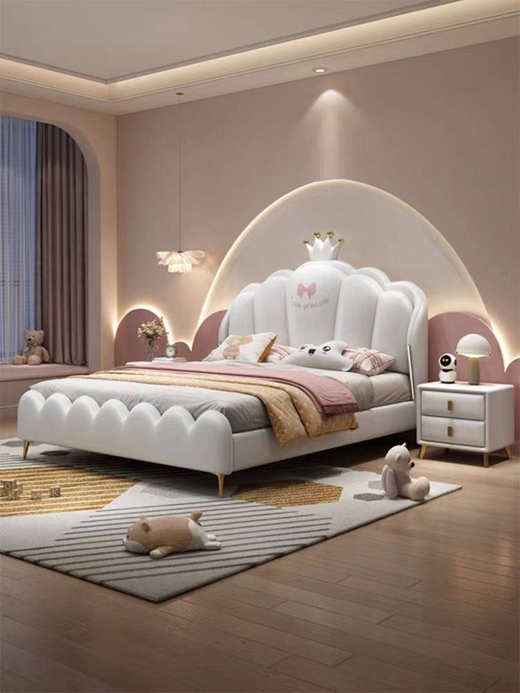 Children's Bed Girl Princess Crib Generation Simple Boy's Bed 1.5m Kidsren's Room Kids Storage Bed Bedroom Leather Bed