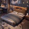 Children's Bed Guardrail Single Bed Modern Simple Girl Cartoon Bear Princess Bed Light Luxury Leather Bed Bedroom Boy's Bed