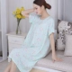 Váy cotton ngắn tay cotton mùa hè cho bà bầu váy ngủ cotton lụa cộng với phân bón XL chất béo MM nhân tạo váy mỏng