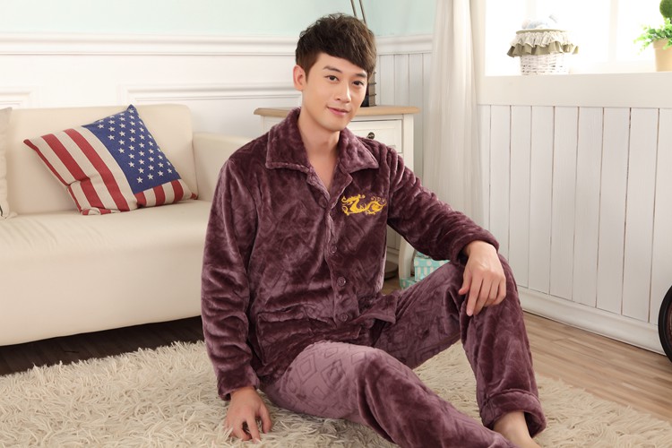 Mùa thu và mùa đông đồ ngủ flannel nam dày nhung nhung đồ ngủ trung niên phục vụ nhà phù hợp với dài tay XL thời trang hè 2021