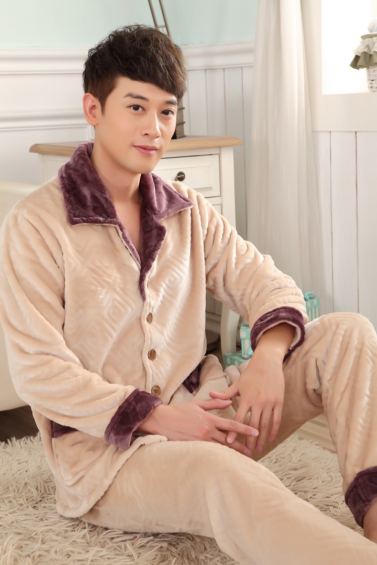 Mùa thu và mùa đông đồ ngủ flannel nam dày nhung nhung đồ ngủ trung niên phục vụ nhà phù hợp với dài tay XL thời trang hè 2021