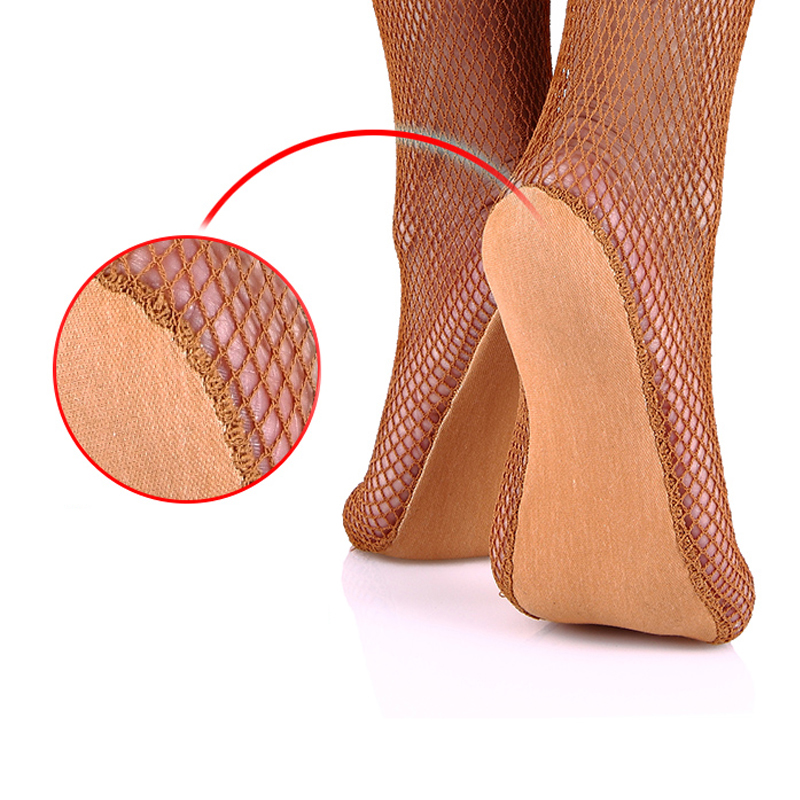 Latin dance net socks Hard net tights Competition performance Caramel black Brown dance supplies net socks