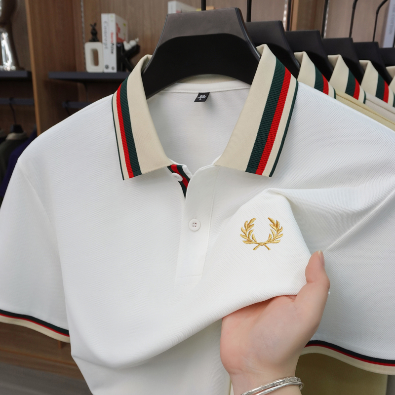 Fp Wheat Ear Short-Sleeved T-Shirt Golf Sports Casual Polo Shirt Men's Casual Style New Summer Solid Color Half-Sleeved T-Shirt