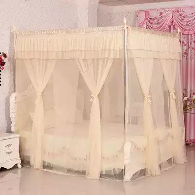 Huiyanju Jinshang Yulu mosquito net bed mantle dual-purpose stainless steel landing three-door Palace luxury double-layer mosquito net