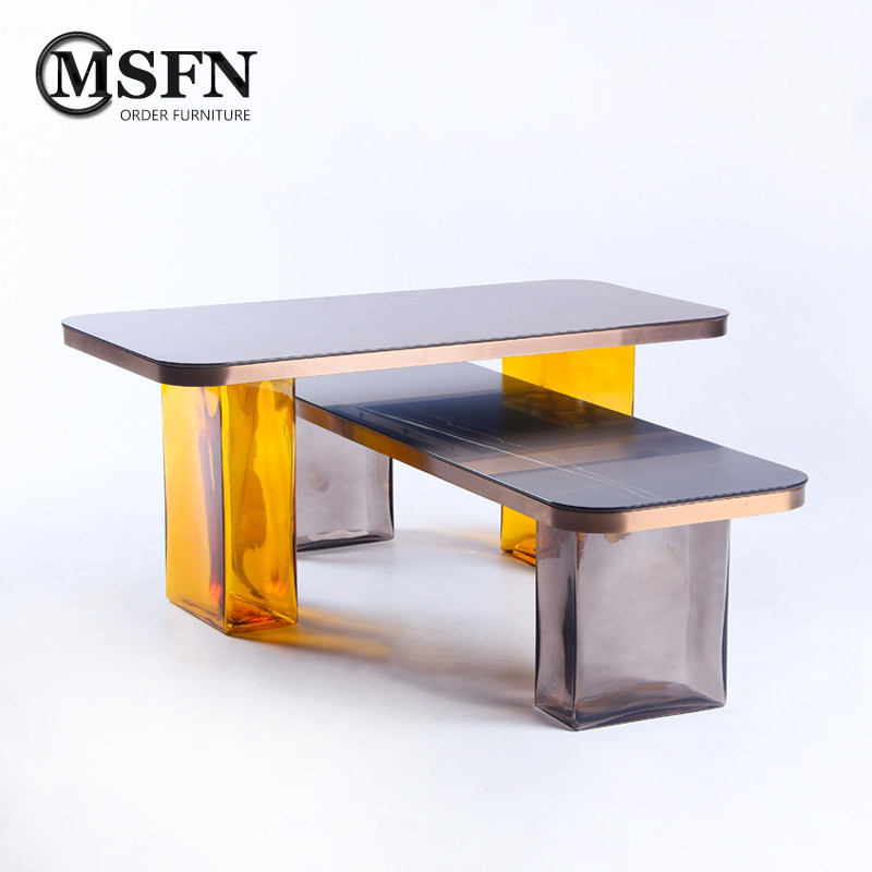 Masfino) modern luxury Italian furniture hotel villa living room coffee shop ice glass tea table