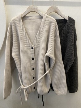 Benefit south korea imported 2025 autumn and winter new fashion versatile v-neck loose casual long-sleeved knitted cardigan for women