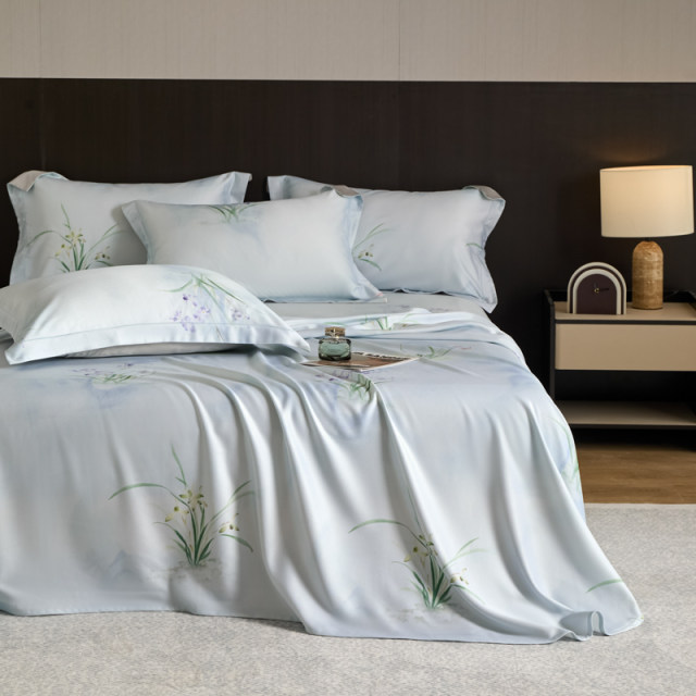 Deep sleep bamboo fiber air conditioning soft mat 100% pure natural thickened Tianshi bed sheet three-piece set machine washable in summer