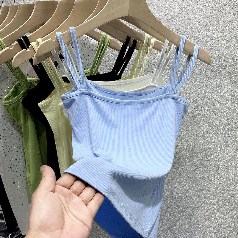 2022 spring summer loaded double shoulder with vest women's tennis red explosive with bottom blouse for the outside wearing a beauty back short and small harnesses