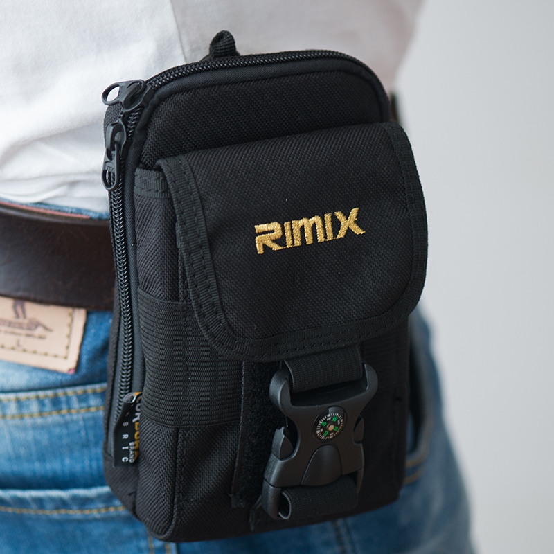 RIMIX Outdoor Hanging Bag Wearing Leather Belt Fanny Pack Men And Women Single Shoulder Satchel Multifunction Mobile Phone Bag Military Meme Tactical Bag