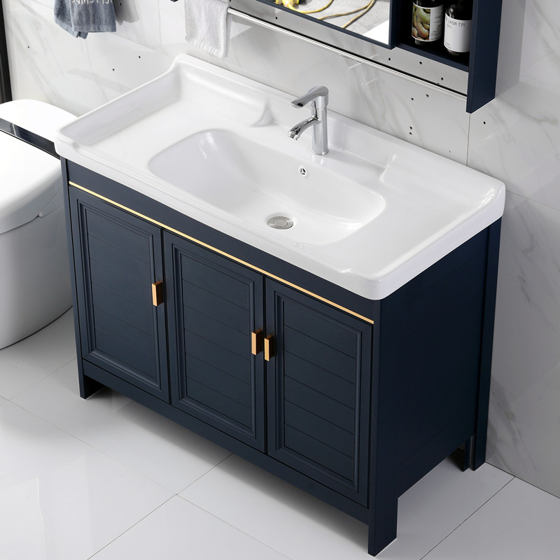 Space Aluminum Bath Room Cabinet Makeup Room Floor Wash Basin Cabinet Combination Balcony Laundry Cabinet Washstand Basin pool with washboard