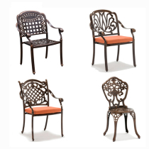  Outdoor table and chair furniture Balcony chair Household courtyard garden dining chair Turn leisure European-style cast aluminum backrest chair single chair