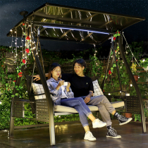 Outdoor Solar Autumn SWING CHAIR PATIO EU STYLE VILLA GARDEN HOME CAST ALUMINUM HANGING CHAIR OUTDOOR TRIDOUBLE ROCKING CHAIR