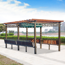 Outdoor Cool Kiosk Patio Rooftop Garden Awning Farmstead Outdoor Iron Art Kiosk Carbonated Wood Grape Rack With Seat