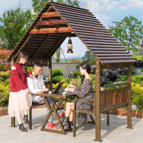 Outdoor cooling pavilion Wooden Pavilion Courtyard Garden Outdoor Iron Art Wooden wooden pavilion Mobile assembled Embalming Wooden Pavilions