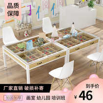 Kindergarten Fine Arts Table Painting Table Glass Handwork Homework Table Children Painting Room Table Tutoring Training Table And Chairs Design Table