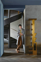 Jing Boran star home improvement Tom Dixon same industrial style cold copper bookshelf floor clothes and hats rack