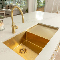 Household bathroom kitchen faucet brushed gold brass rose gold table wash basin all copper hot and cold water mixing valve