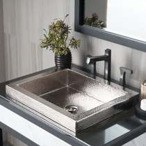 Washbasin semi-embedded simple modern hotel design sense stain-resistant copper bright silver wash basin basin basin Basin