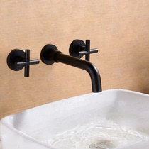 Hotel all copper concealed hot and cold water dragon household head basin faucet drawing gold double double open faucet mixing valve
