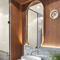 Brass decorative mirror LED light bathroom mirror Nordic living room decoration wall mounted mirror toilet makeup mirror custom mirror