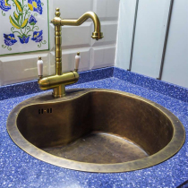 Copper handmade sink single tank kitchen tea room pool single basin water tank washing dish sink American bar basin customization