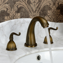 European-style American antique faucet classical bronze three-hole faucet basin faucet hot and cold all copper