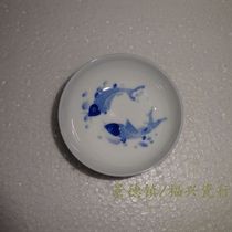 Jingdezhen Cultural Revolution Factory goods Ceramics Baoshi Blue Glazed Green Flower Hand-painted Fish Letu Pu-eru Tea Cup old