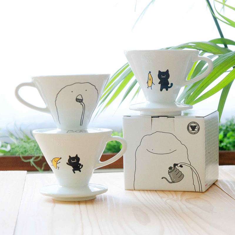 Hario X Bob the Nice Guy Collaboration Model V02 Hand-Brewed Coffee Ceramic V60 Filter Cup Made in Japan